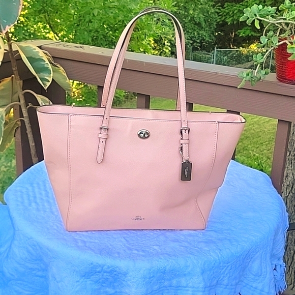 COACH large pink leather tote - Picture 1 of 14